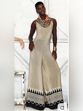 Anthropologie ANU Silk Wide Leg Jumpsuit Small Boho
